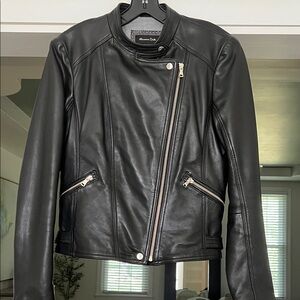 Massimo Dutti Women’s Black Leather Jacket
